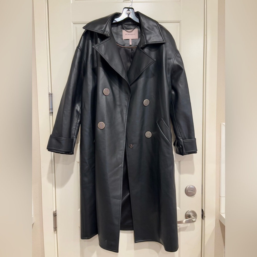 BCBGeneration Faux Leather Trench Coat